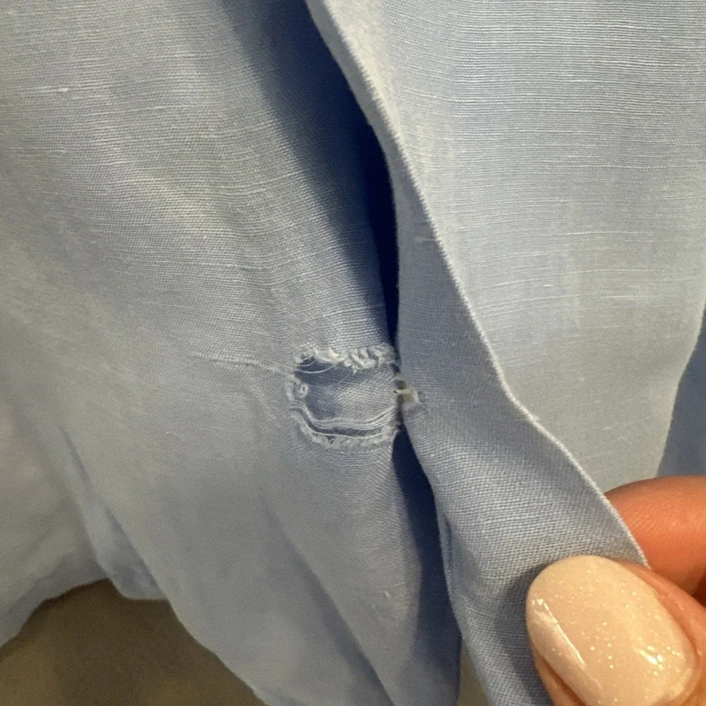 Polo Ralph Lauren Linen Silk Camp Shirt Loop Collar Big & Tall 3XLT Blue *read